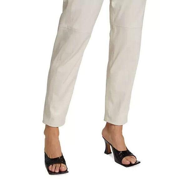 NWT 7 for All Mankind Faux Leather Pull-On Joggers Pants Women's Cream Size L - Picture 5 of 10